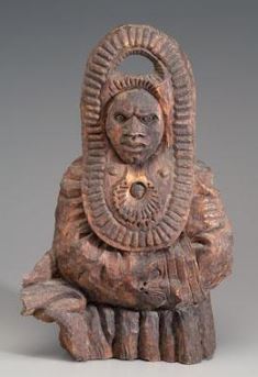 Folk art sculpture (Jesse Jeter, New Orleans, Louisiana), 'The Sorcerer' depicting man of African descent in a traditional headdress, unsigned